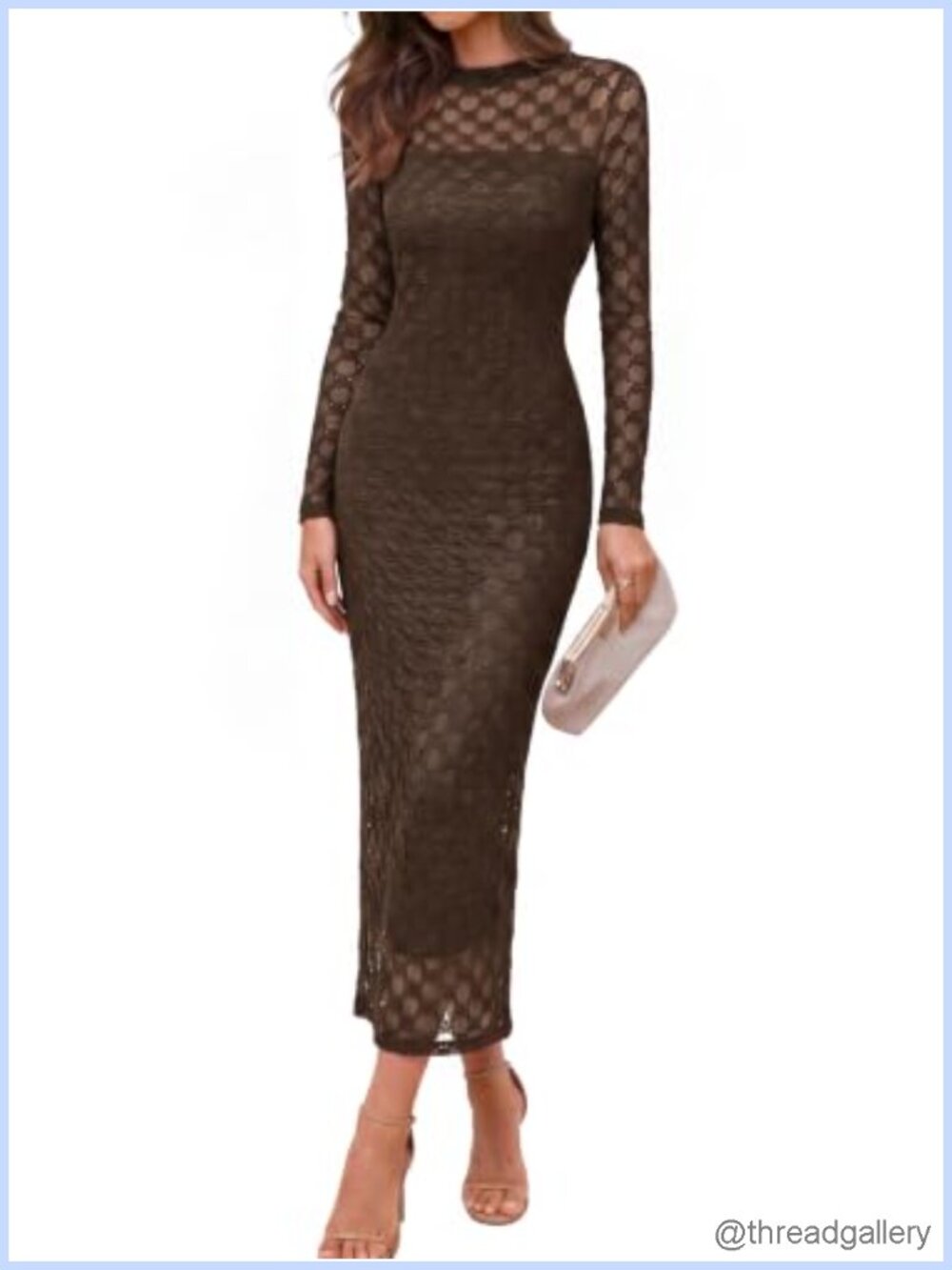 Lace Long Sleeve Bodycon Midi Wedding Guest Dress